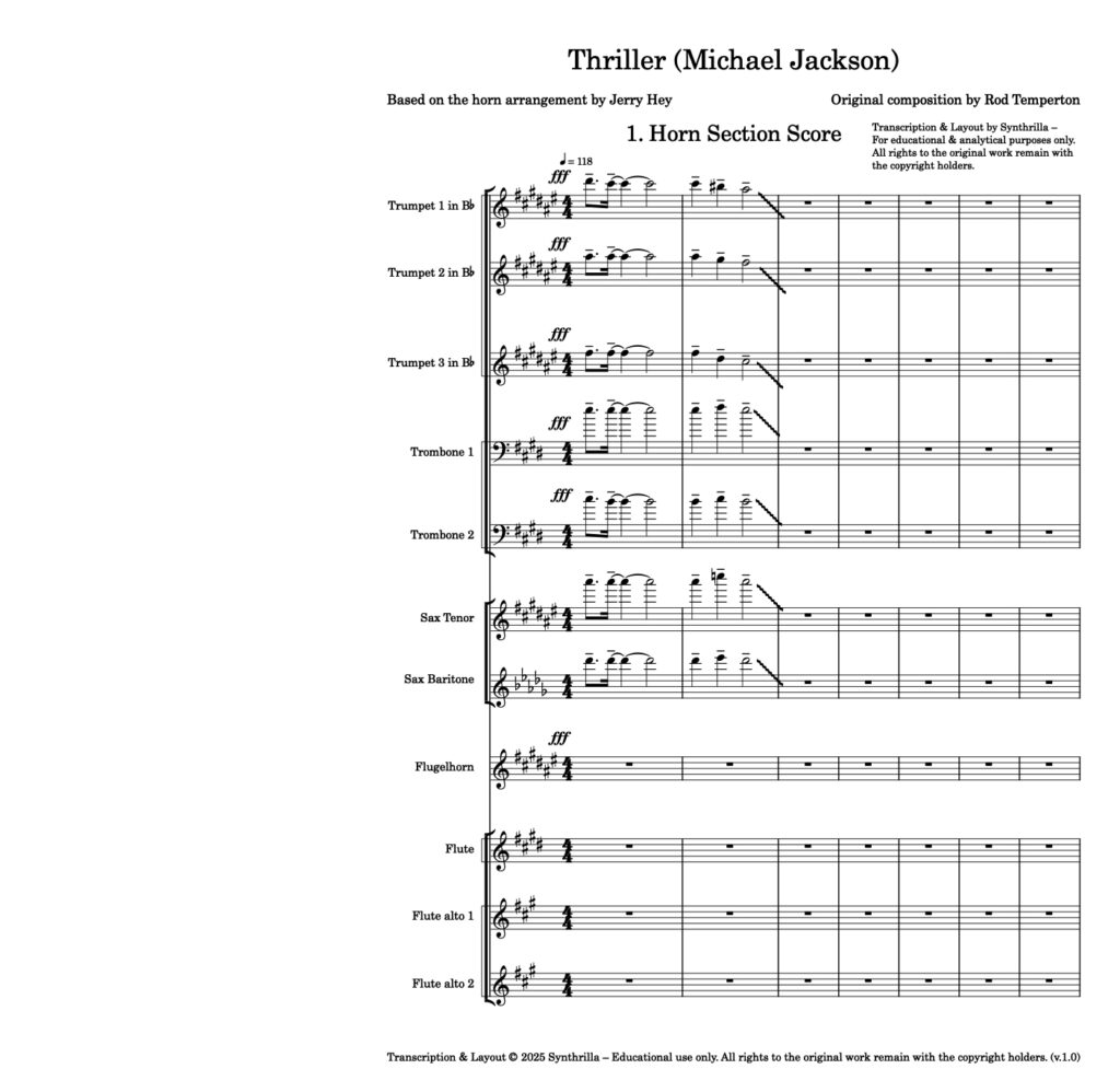 thriller horns sheet music